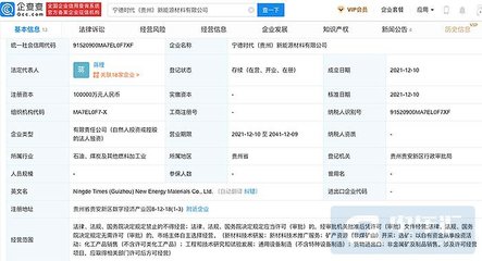 寧德時(shí)代投資10億元成立新能源材料公司，深化產(chǎn)業(yè)戰(zhàn)略布局